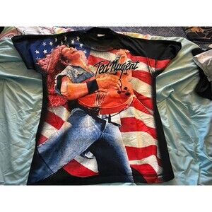 Vintage 90s Ted Nugent One Nation Under Ted Promo T-shirt Size Large New Unworn